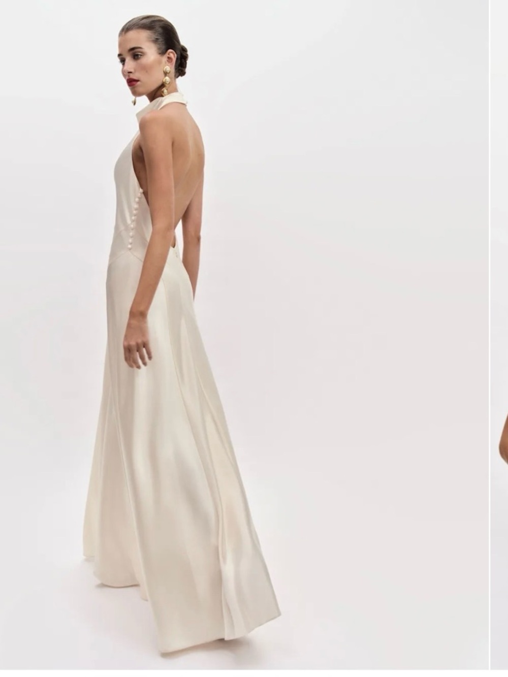Reformation Roy - Cream High-Neck Halter Wedding Gown - Picture 2 of 4